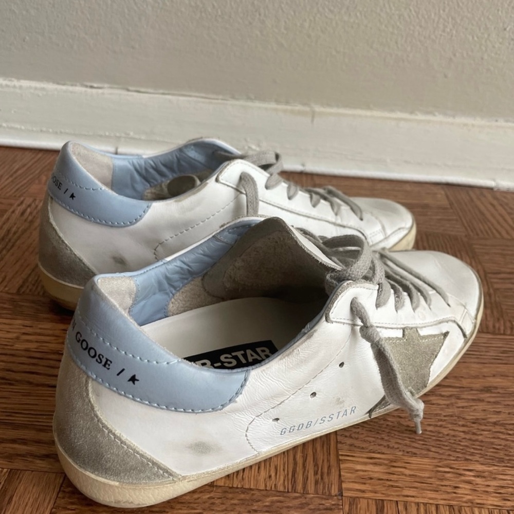 Golden goose baby blue sneakers super star suede